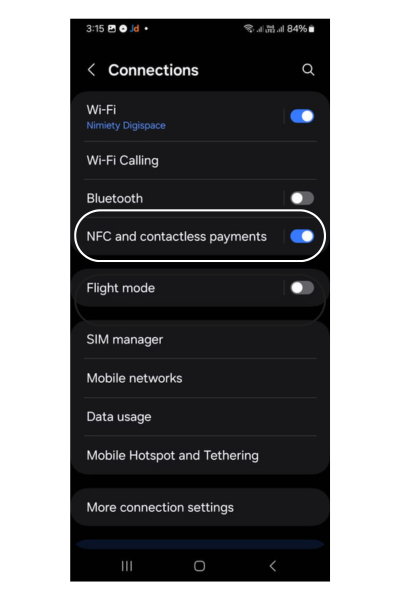 How to serach NFC in Handset