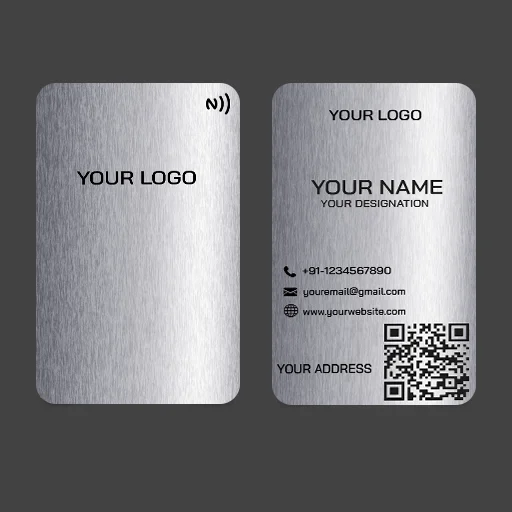 Premium Silver Metal NFC Business Card with Contactless Smart Technology