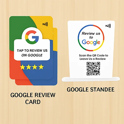 Business Boost Combo – 2 Google Review Cards with 1 Premium Standee