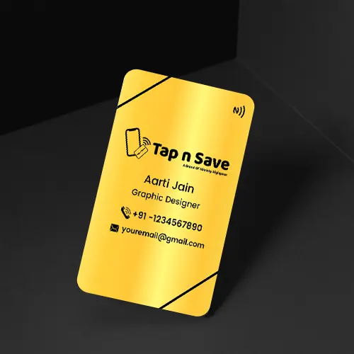 Elite Gold Metal NFC Business Card with Seamless Digital Profile Sharing  (Engraving)