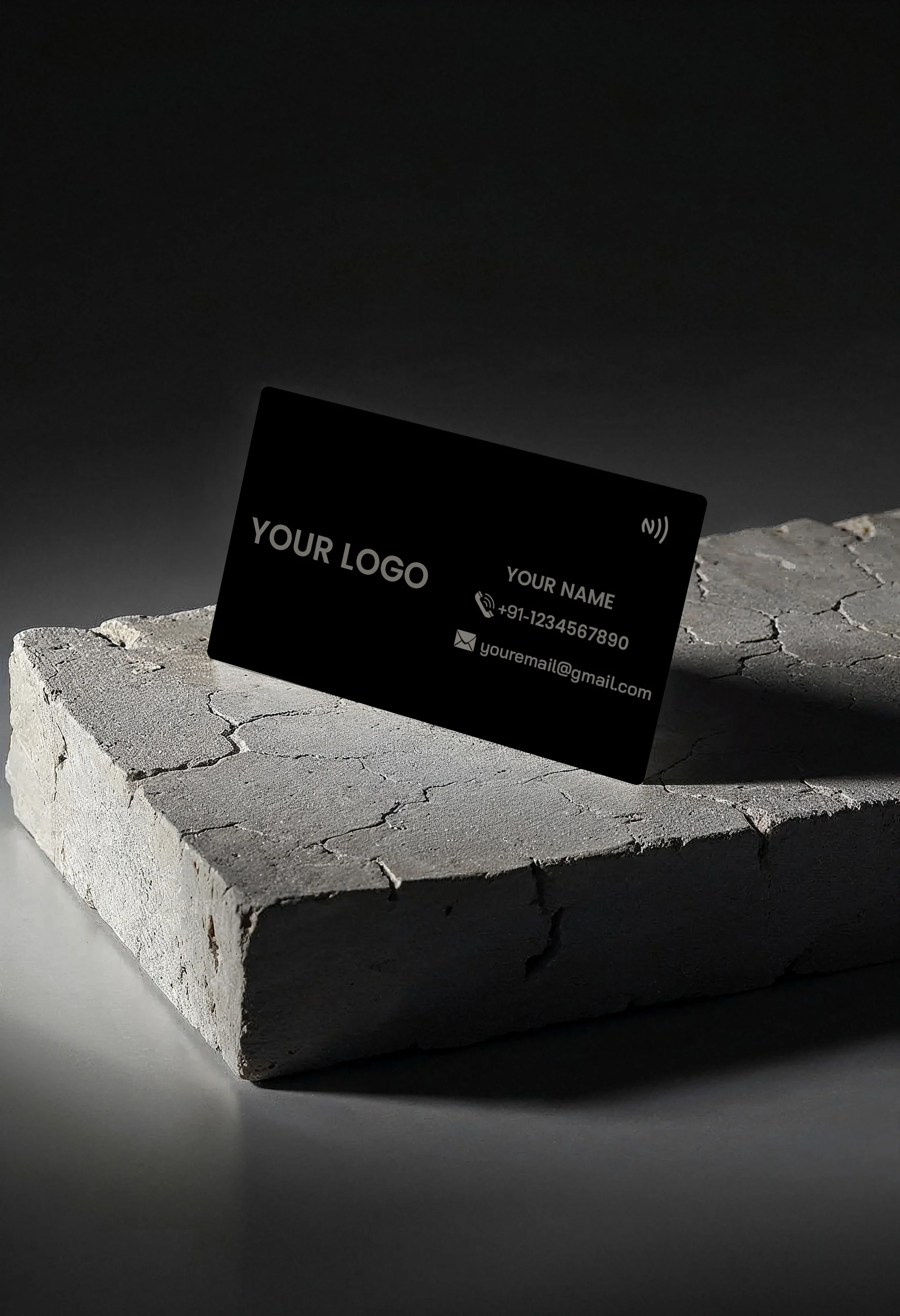 Luxury Matte Black Metal Digital Visiting Card for Professional Networking (Engraving)